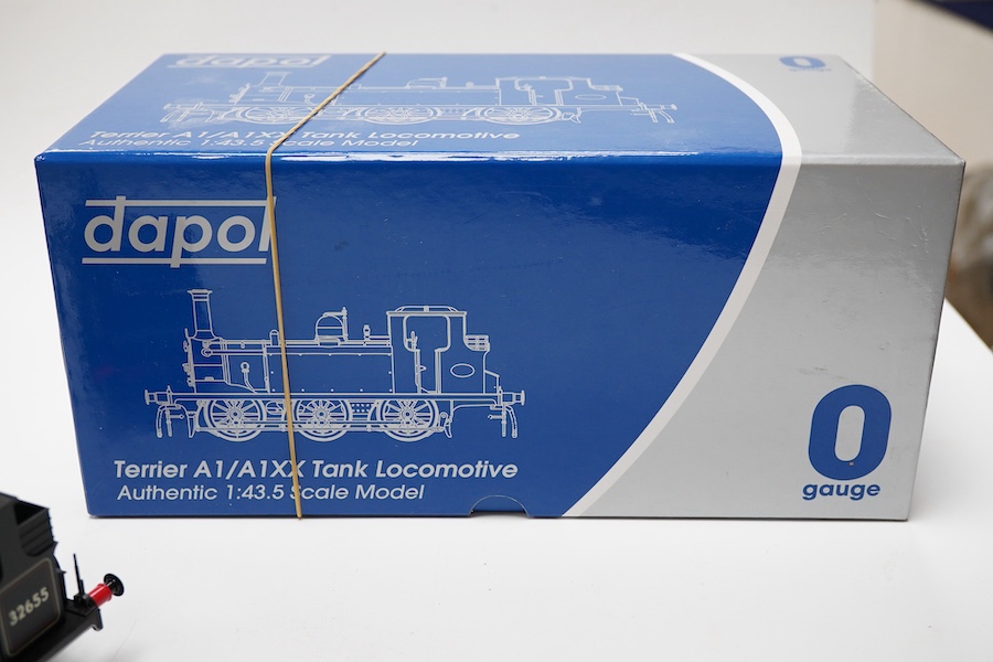 A boxed Dapol 0 gauge BR Terrier class A1X 0-6-0T locomotive, 32655, in black livery